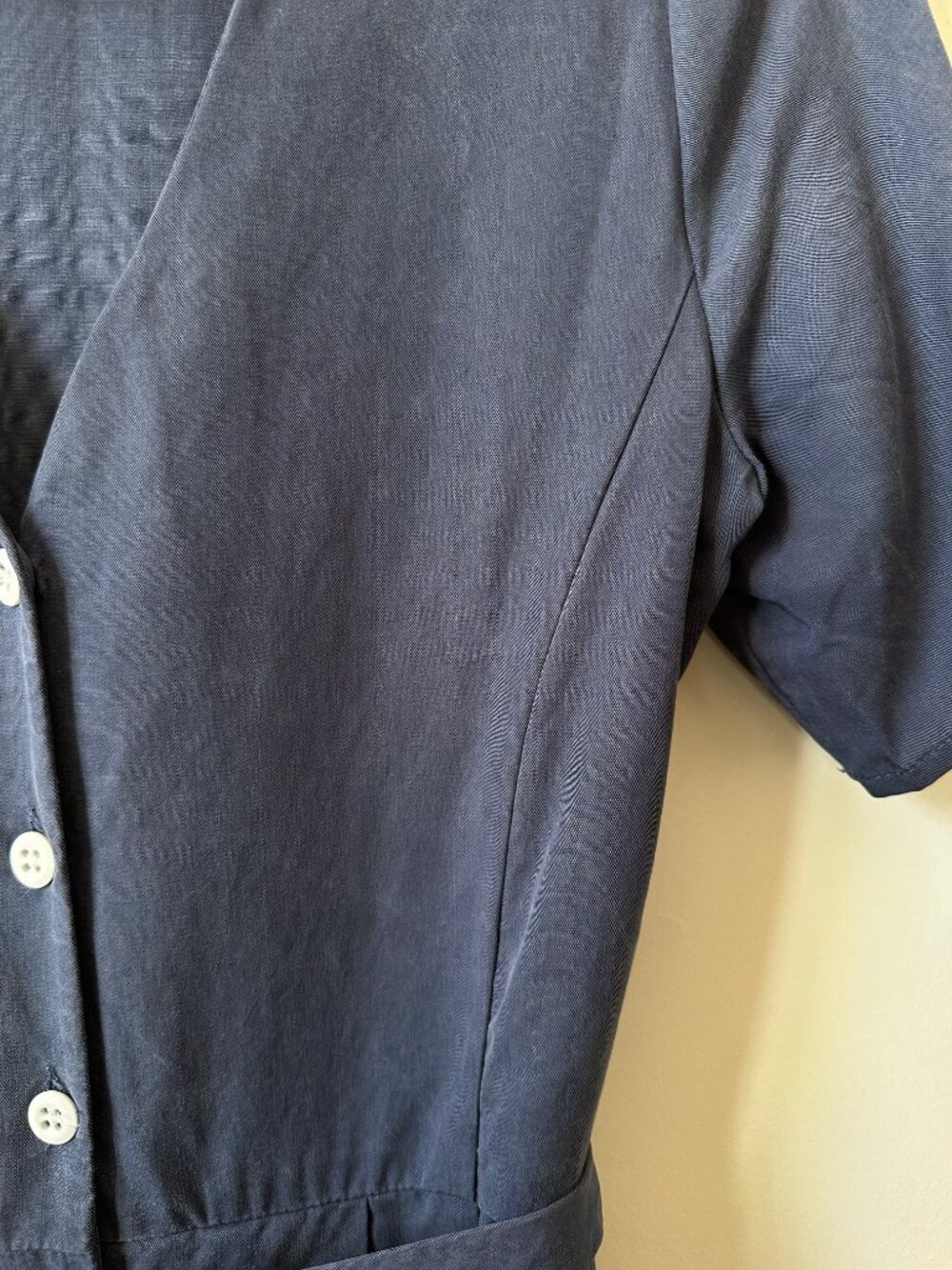 Vetta Capsule Button Up Midi Dress in Navy Blue - Picture 6 of 9